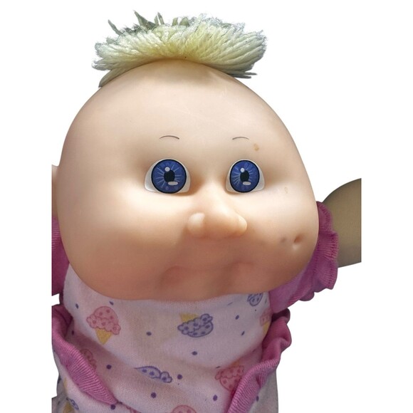 Cabbage Patch Kids Doll 1989 VTG Blonde Tufted Hair Blue Eyes Pink Romper Diaper - Picture 2 of 12